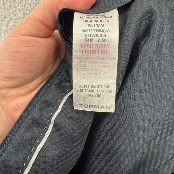 Topman Mens Dress‎ Pants 30 Navy Blue Check Plaid Slim Fit Trousers Work Preppy - Picture 6 of 6